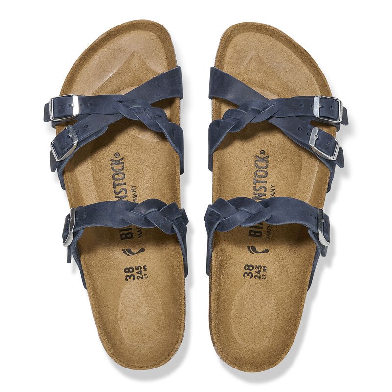 Birkenstock Women's Franca Braided Sandal Navy Oiled Leather - Brekken's