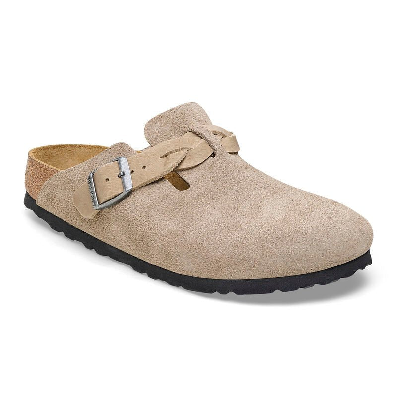 Birkenstock Women's Boston Braided Suede Leather Taupe - Brekken's