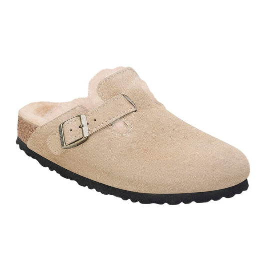 Birkenstock Women's Boston Shearling Suede Leather Taupe