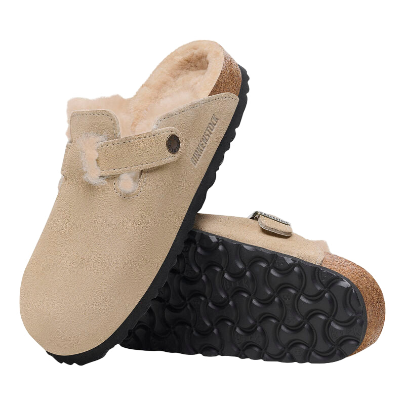 Birkenstock Women's Boston Shearling Suede Leather Taupe