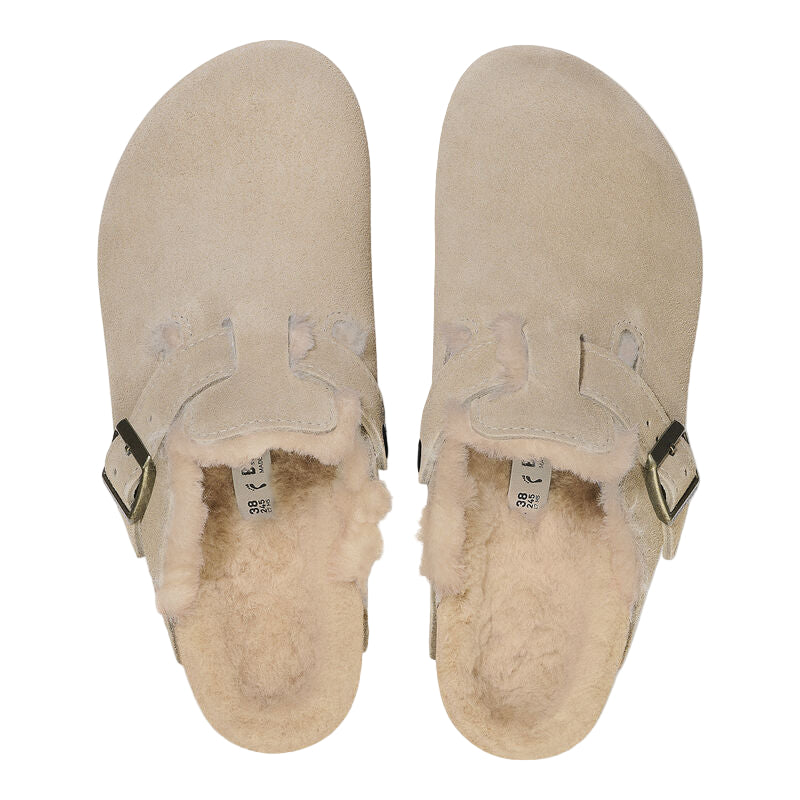 Birkenstock Women's Boston Shearling Suede Leather Taupe