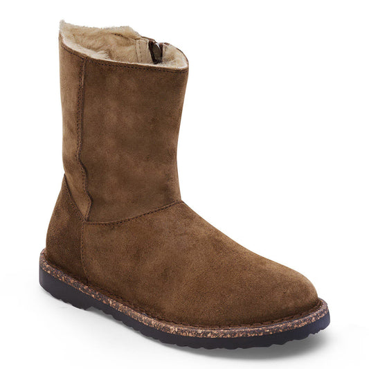 Birkenstock Women's Uppsalla Zip Suede Shearling Boot Dark Tea