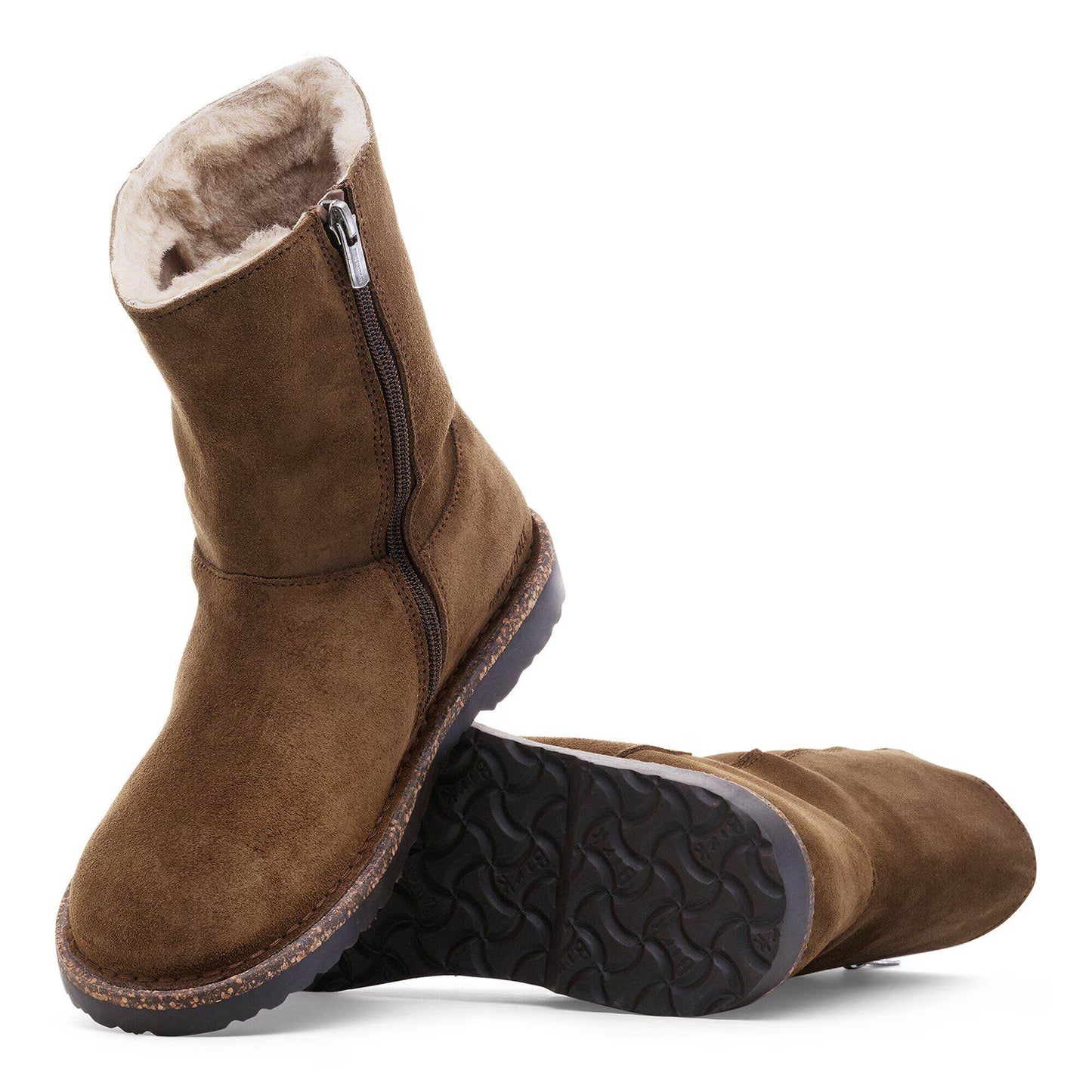 Birkenstock Women's Uppsalla Zip Suede Shearling Boot Dark Tea