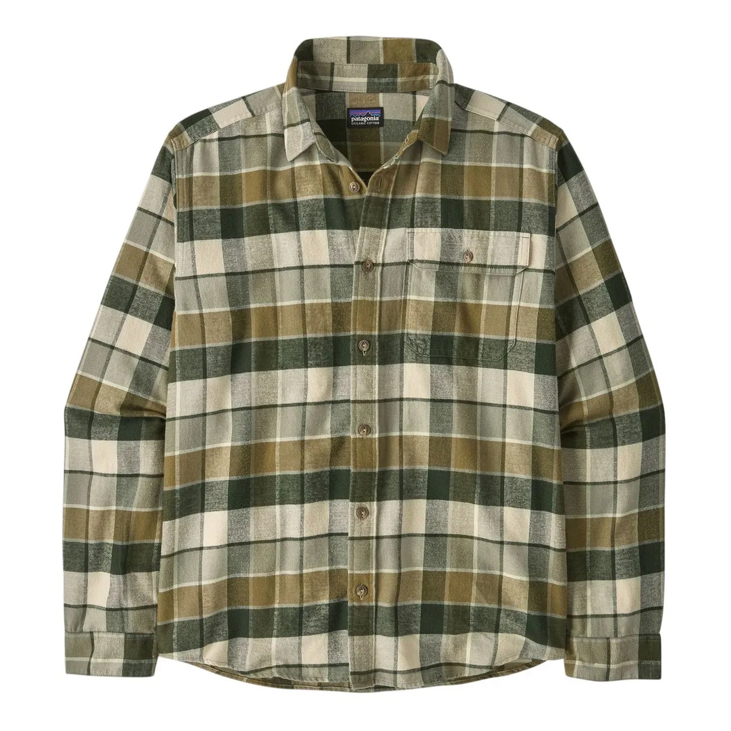 Patagonia Men's L/S LW Fjord Flannel Shirt Rocky: Old Growth Green