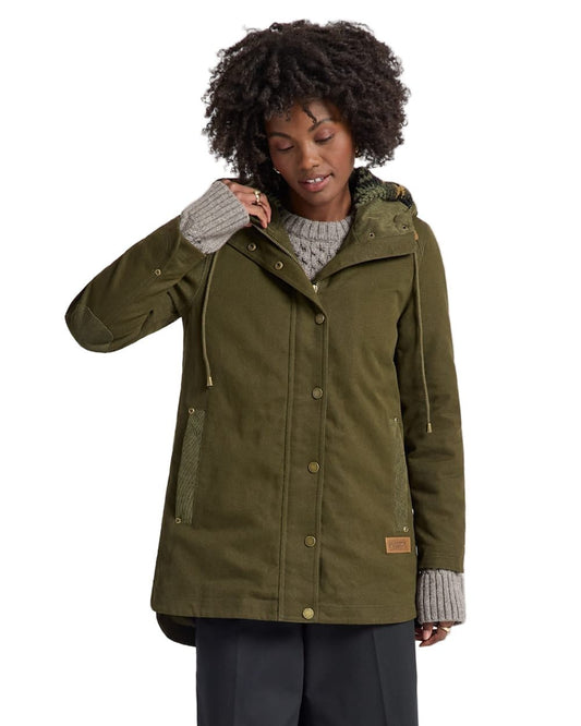 Pendleton Women’s Cedar Creek Canvas Cord Trim Parka Dark Olive - Brekken's