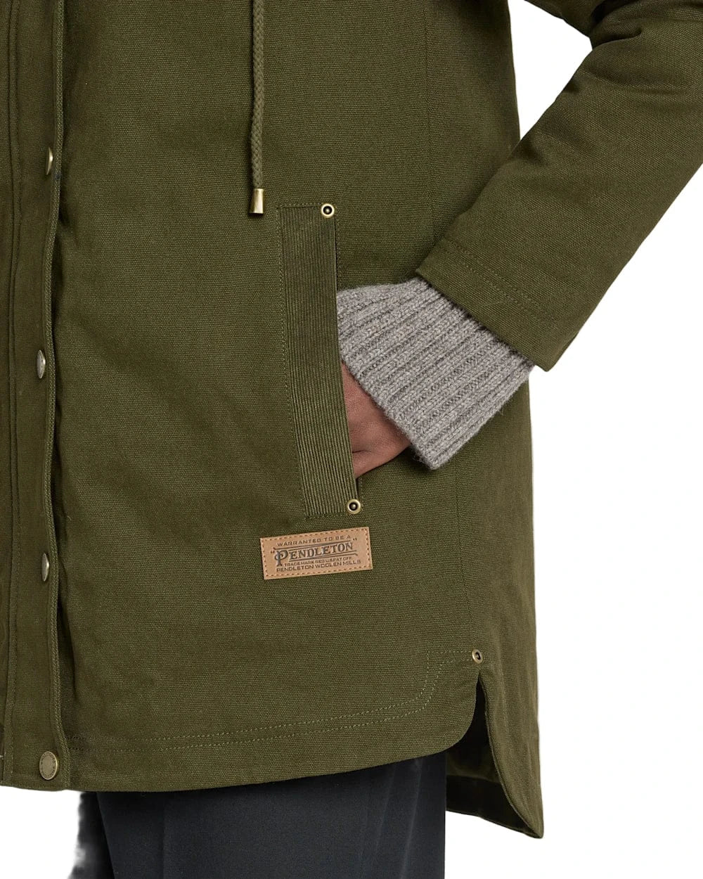 Pendleton Women’s Cedar Creek Canvas Cord Trim Parka Dark Olive - Brekken's