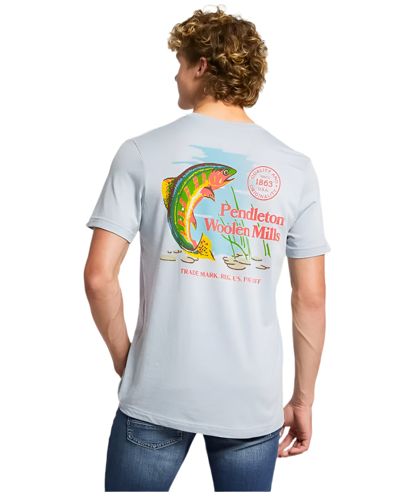 Pendleton Men's Freshwater Fishing Graphic Tee Light Blue/Multi
