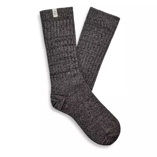 UGG® Women’s Rib Knit Slouchy Crew Sock Grey/Black