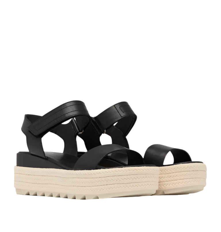 Sorel Cameron™ Flatform Sandal Black, Chalk