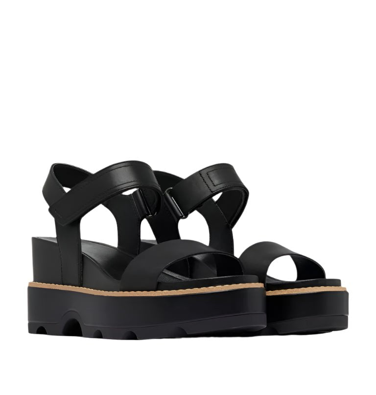 Sorel Women's Joanie™ IV Y Strap Wedge Sandal Black, Sea Salt - Brekken's