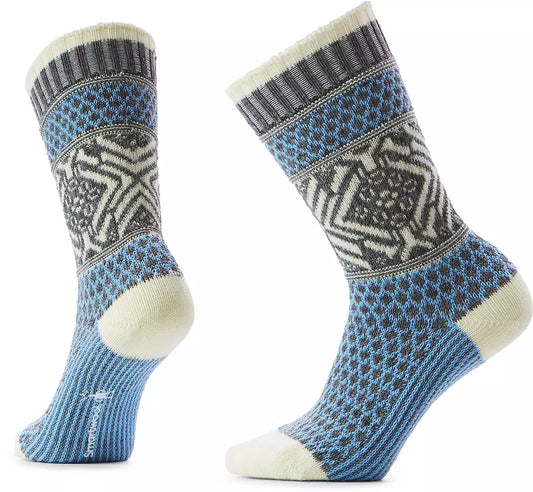 Smartwool Women's Everyday Cozy Popcorn Snowflake Crew Socks Serene Blue