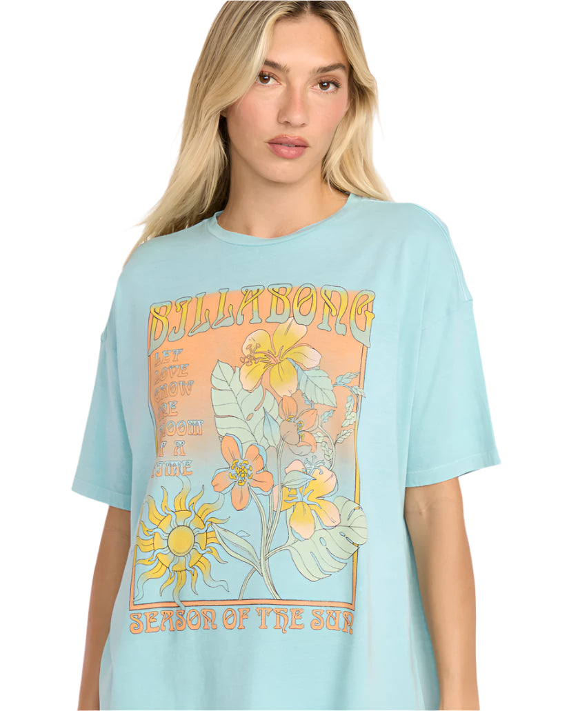 Billabong Women's Daylight Blooms SS Tee Misty Blue