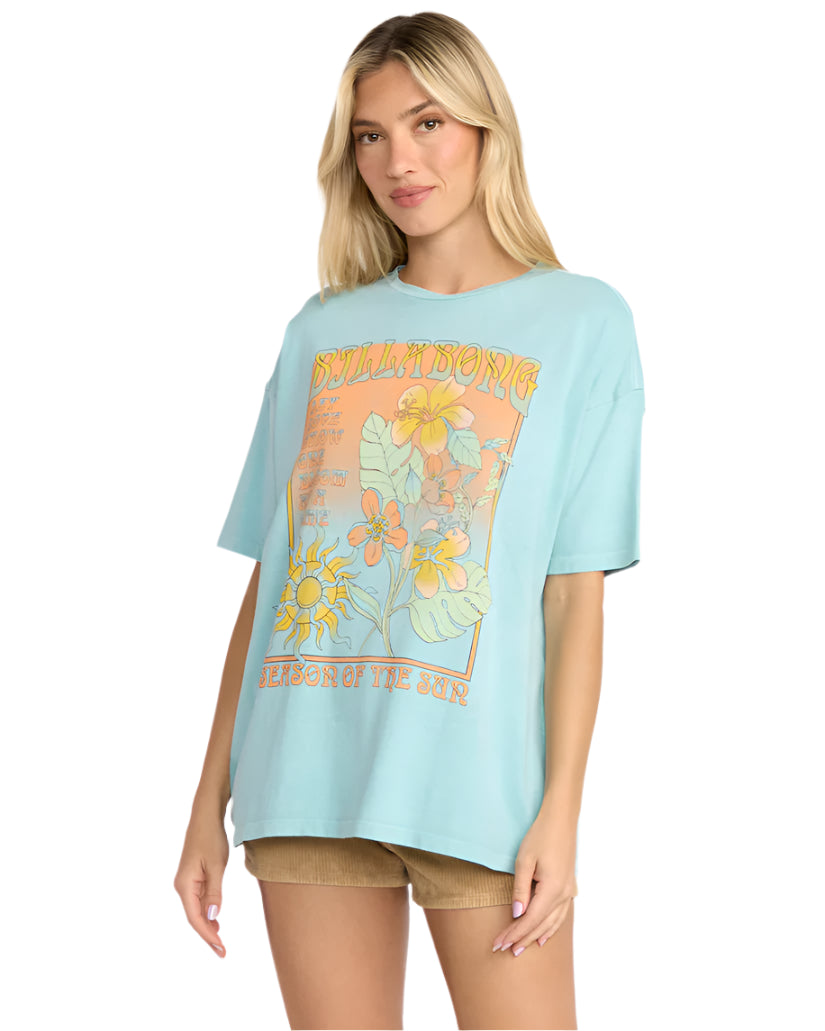 Billabong Women's Daylight Blooms SS Tee Misty Blue