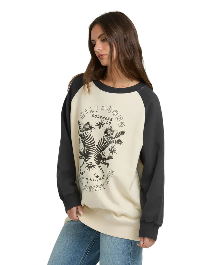 Billabong Women's Emmers Raglan Crew Blasted Blue