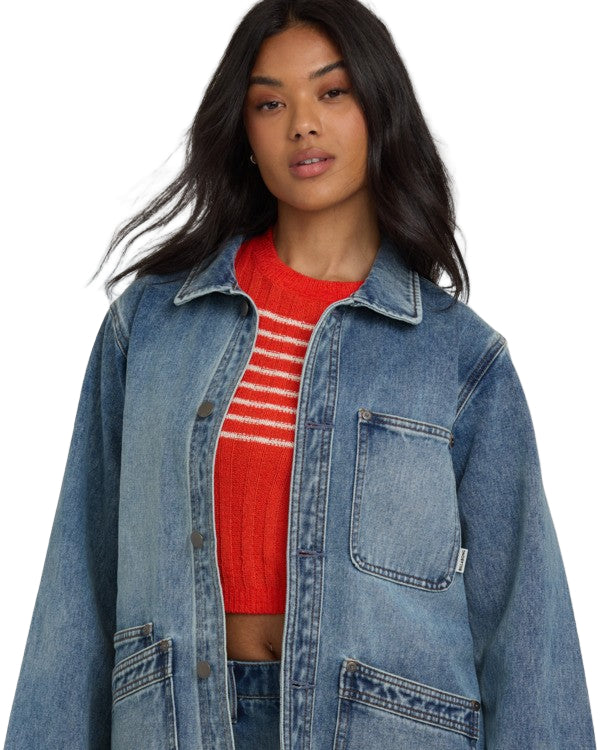Billabong Women's Denim Chore Coat Atlantic Deep