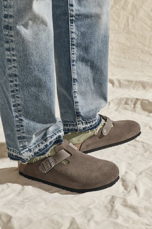 Birkenstock Men's Boston Suede Oiled Leather Concrete Grey