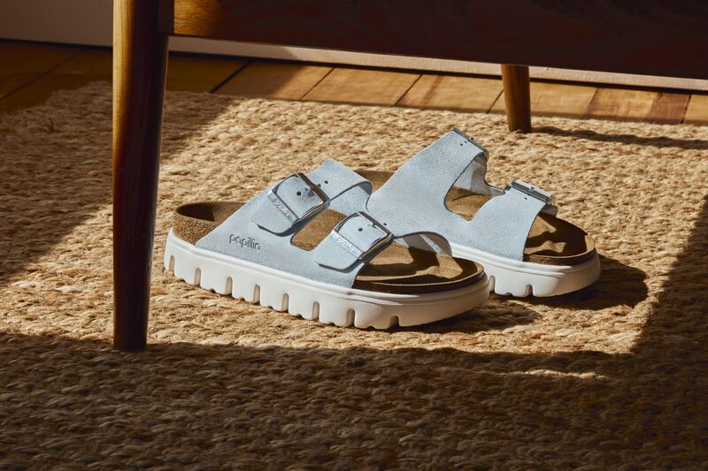 Birkenstock Women's Arizona Chunky Suede Leather Sandal Baby Blue