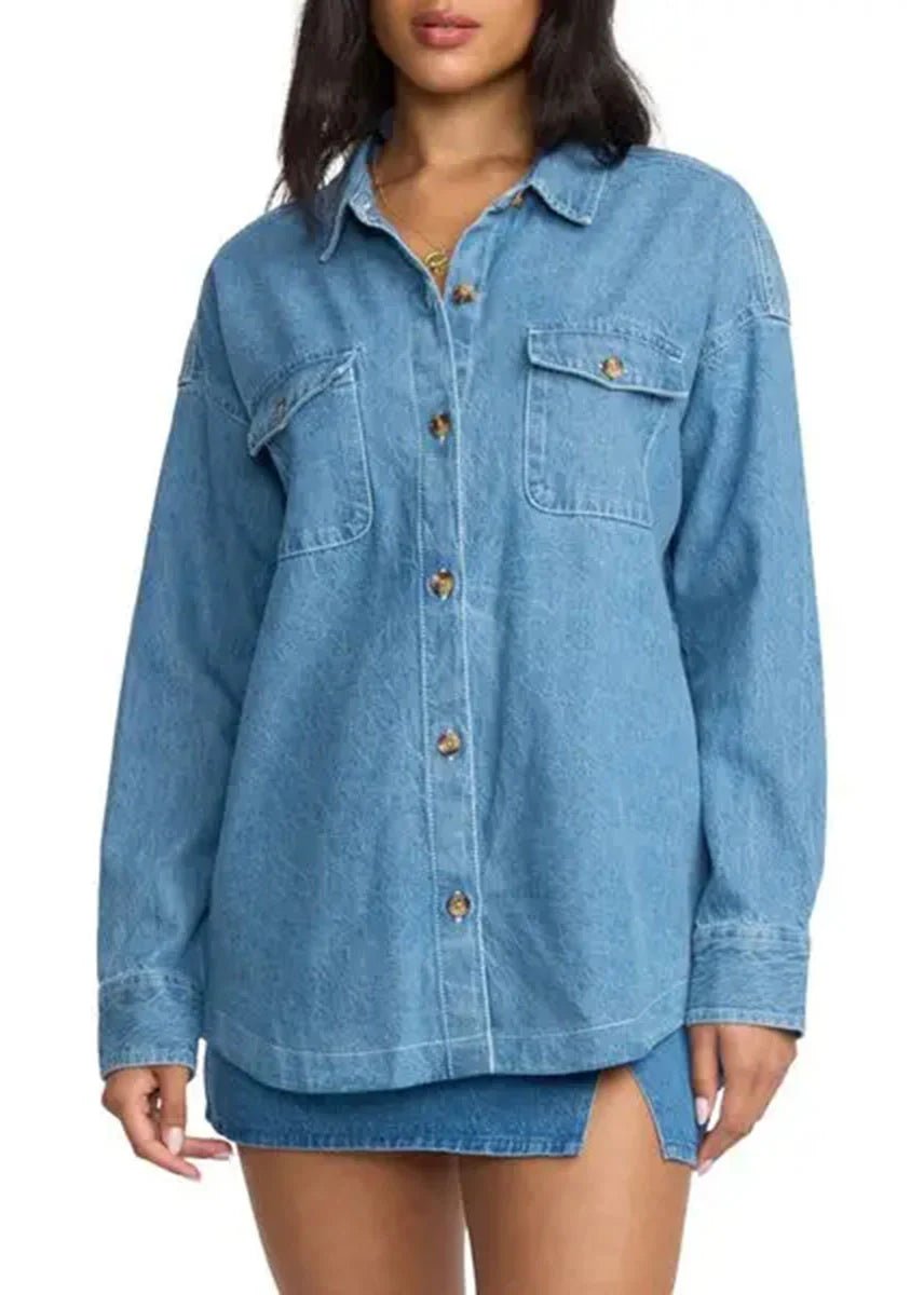 Billabong Women's Fadeaway Denim Shacket Salt Washed - Brekken's