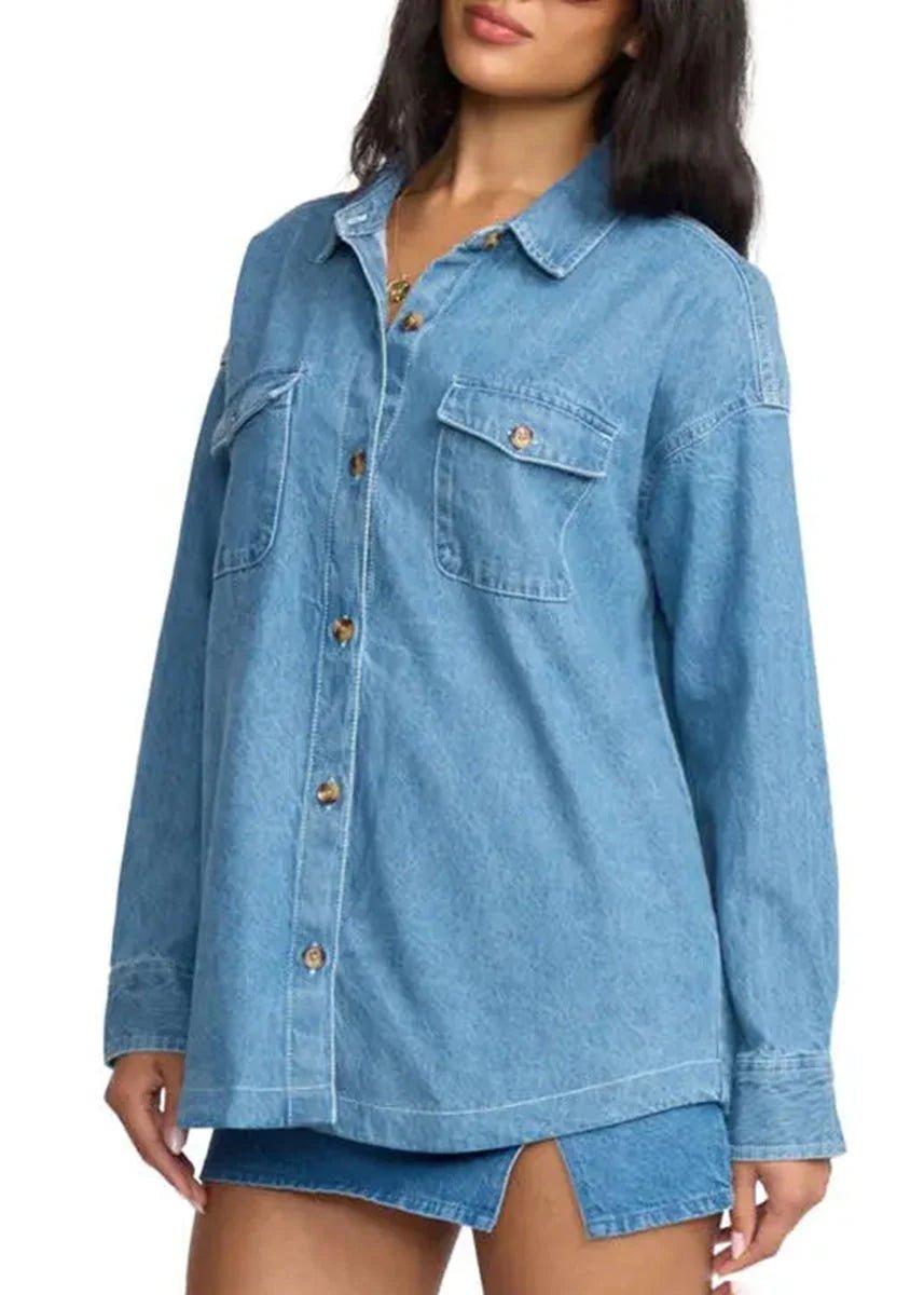 Billabong Women's Fadeaway Denim Shacket Salt Washed - Brekken's
