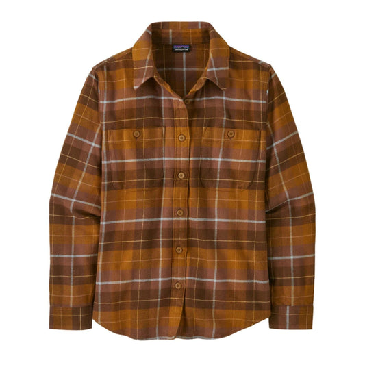 Patagonia Women's Fjord Flannel Shirt Happy Camper: Shelter Brown - Brekken's