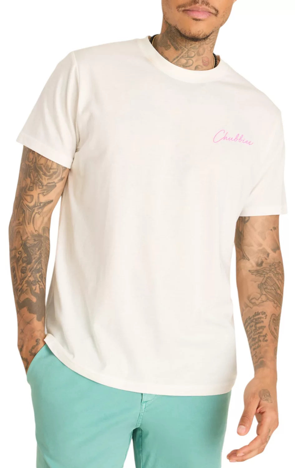 Chubbies Men's The Perfect Balance Non Pocket Graphic Tee Optic White