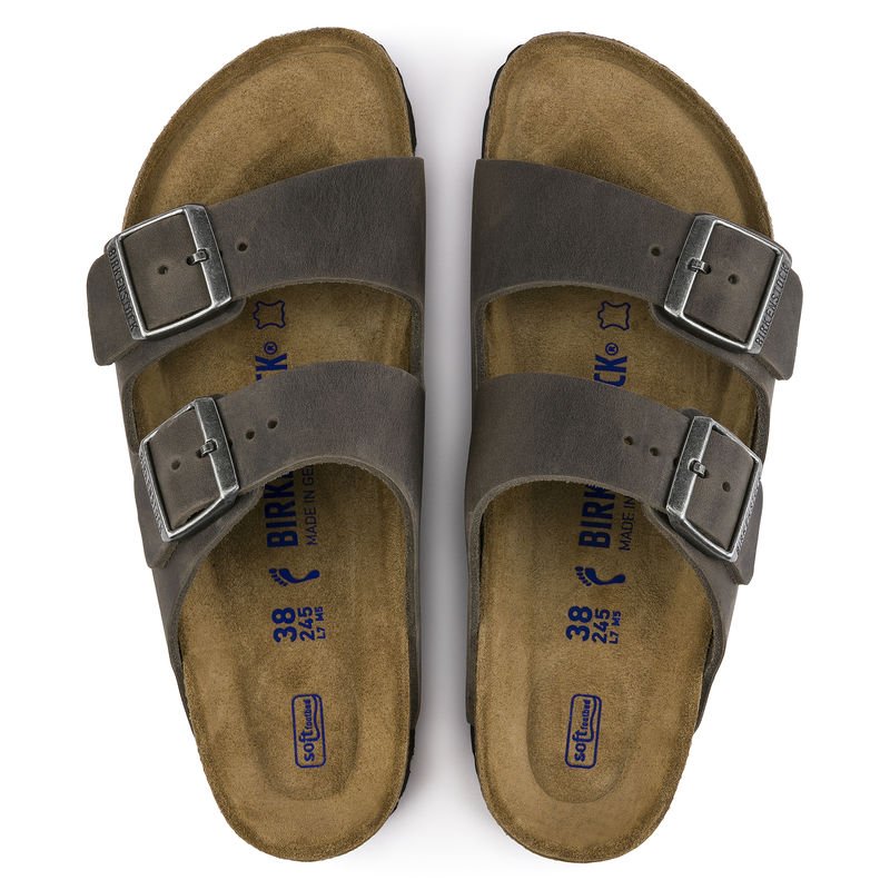 Birkenstock Men's Arizona Soft Foot Bed Oiled Leather Iron - Brekken's