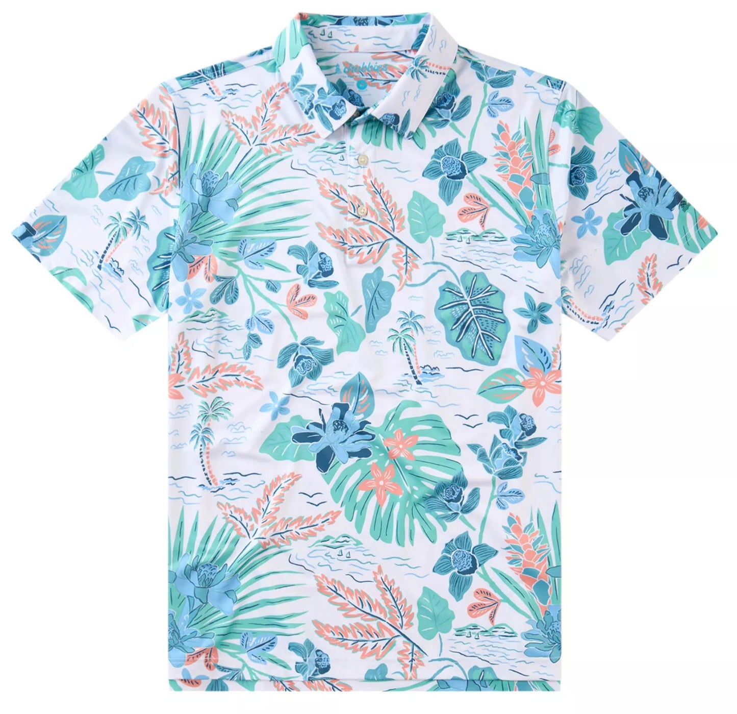 Chubbies Men's The Brush and Shrub Performance Polo Optic White
