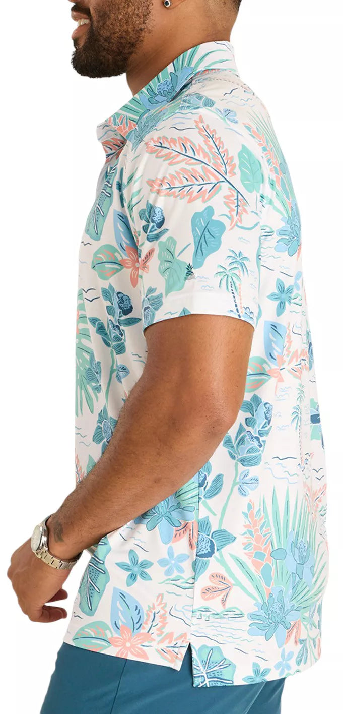 Chubbies Men's The Brush and Shrub Performance Polo Optic White