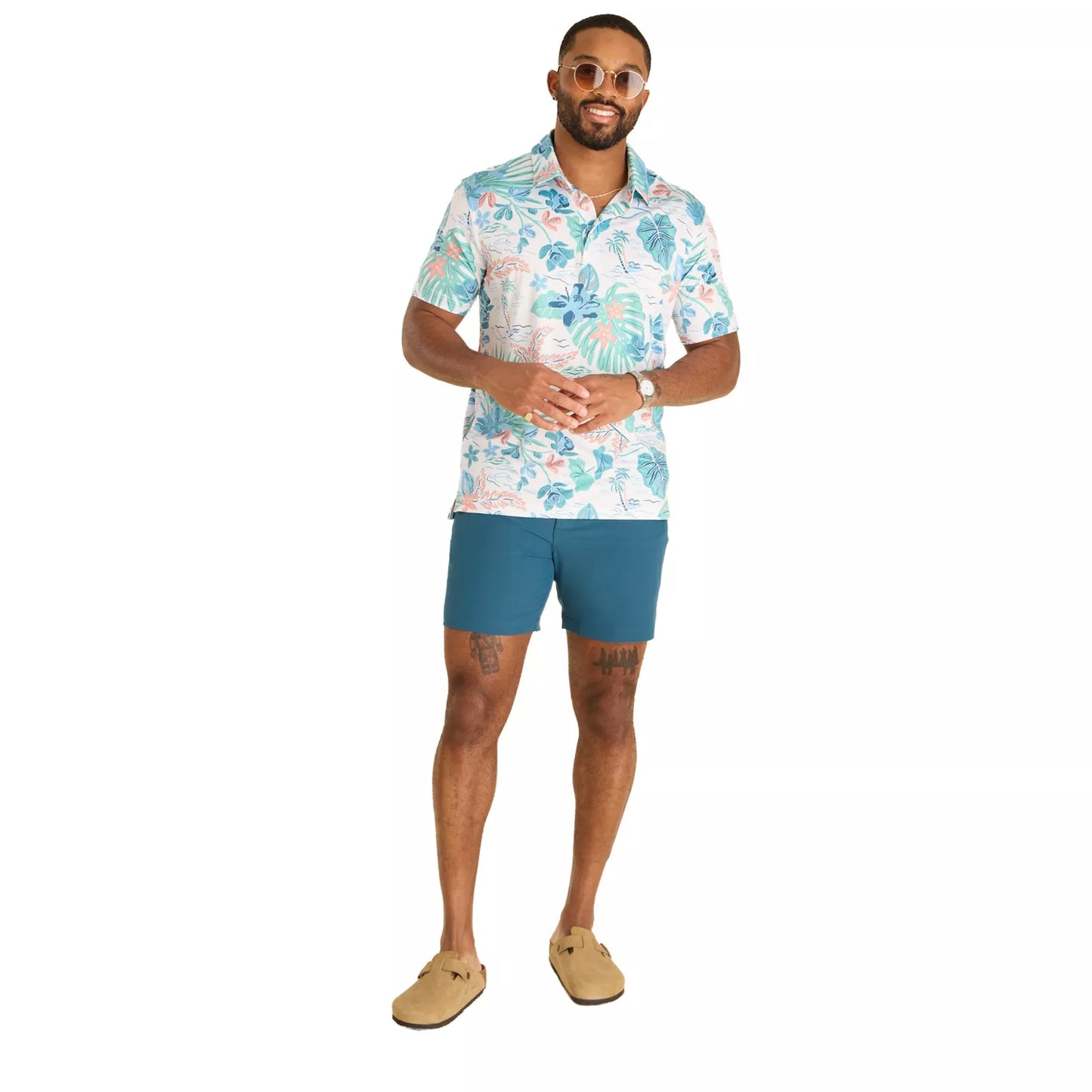 Chubbies Men's The Brush and Shrub Performance Polo Optic White
