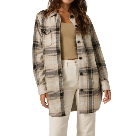 7 Diamonds Women’s Generation Plaid Shacket Beige