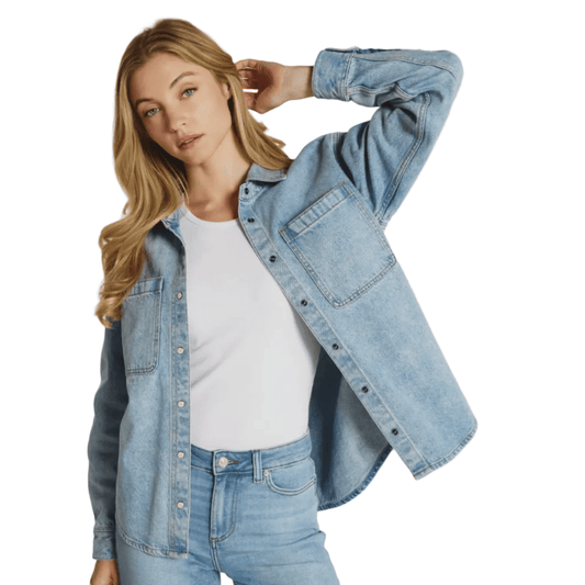 7 Diamonds Women's Apparel > Tops 7 Diamonds Women's Gianna Denim Shirt Vintage Light Blue