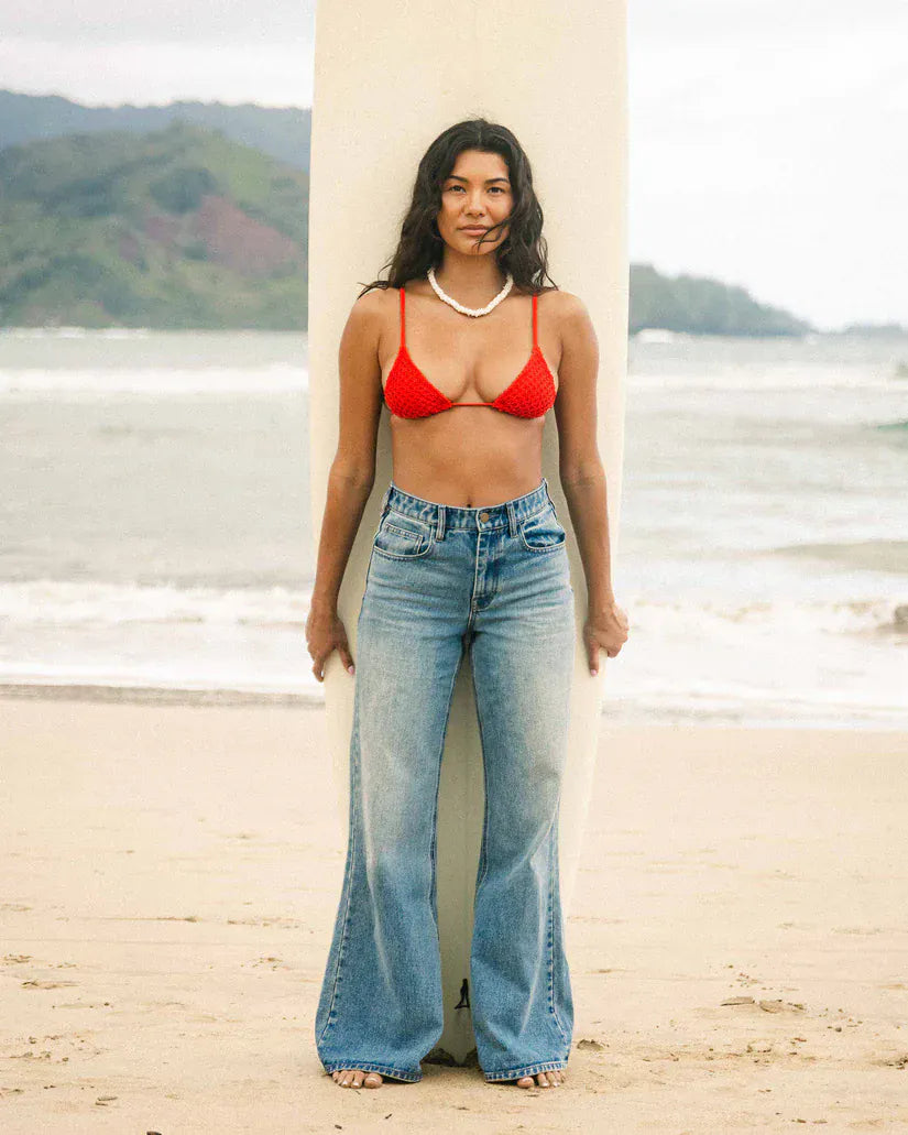 Billabong Women's Free Fall Flare Denim Pant Atlantic Deep