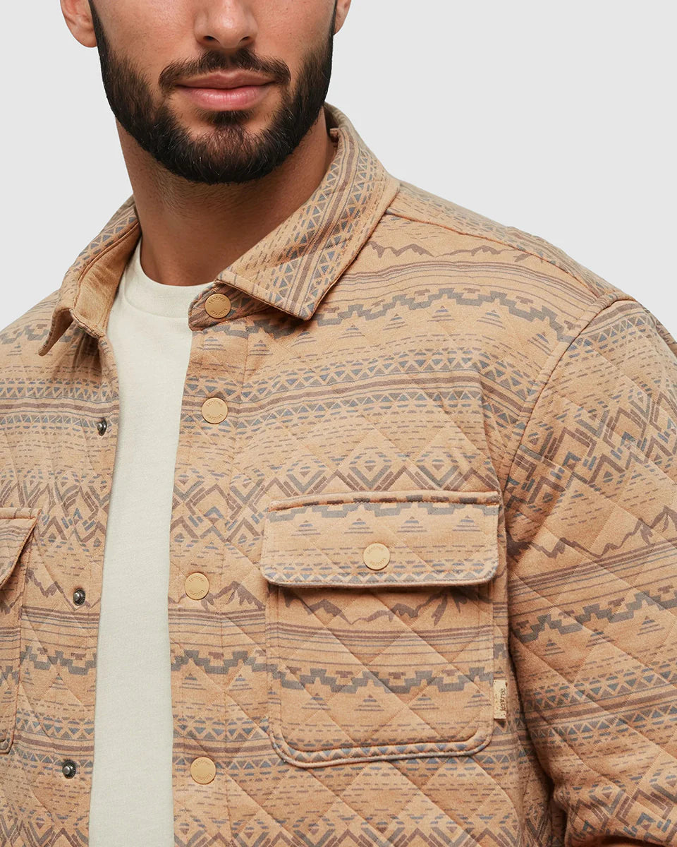 TenTree Men's Colville Quilted Shacket Camel Heather
