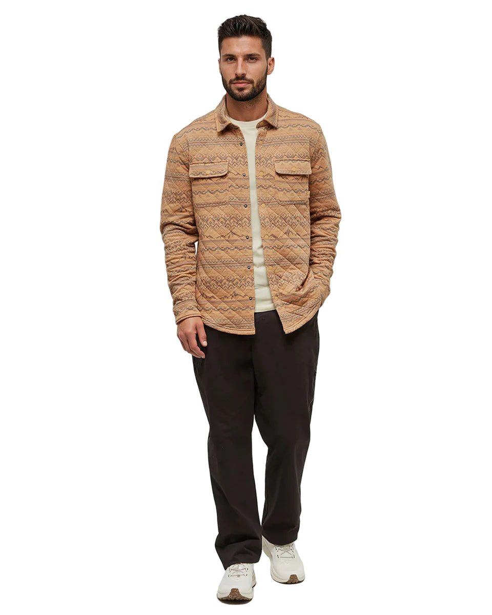 TenTree Men's Colville Quilted Shacket Camel Heather