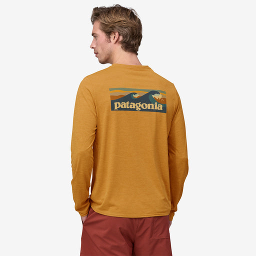 Patagonia Men's L/S Cap Cool Daily Graphic Shirt Waters Boardshort Logo: Pufferfish Gold
