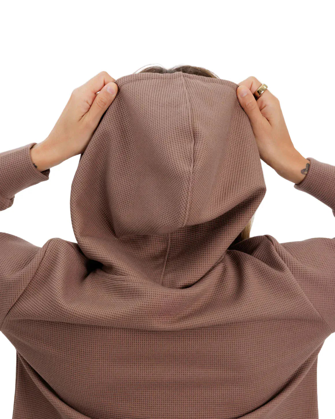 Waggle Women's Lakeside Waffle Knit Hoodie Driftwood