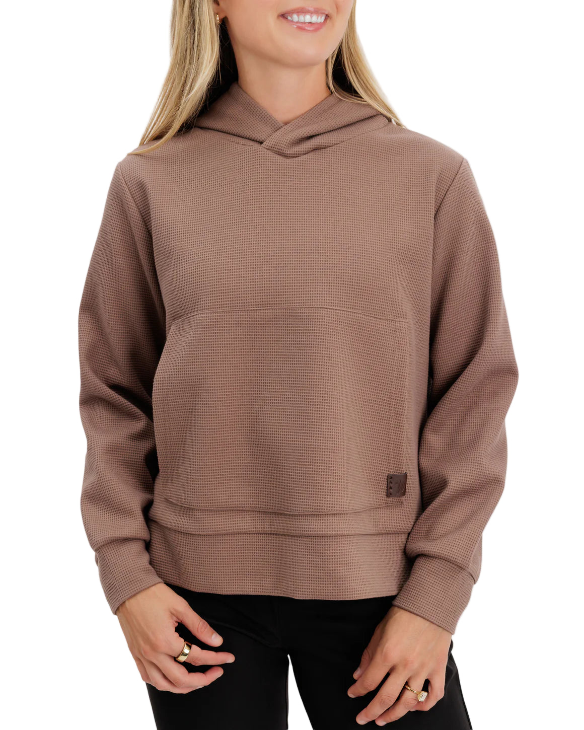 Waggle Women's Lakeside Waffle Knit Hoodie Driftwood