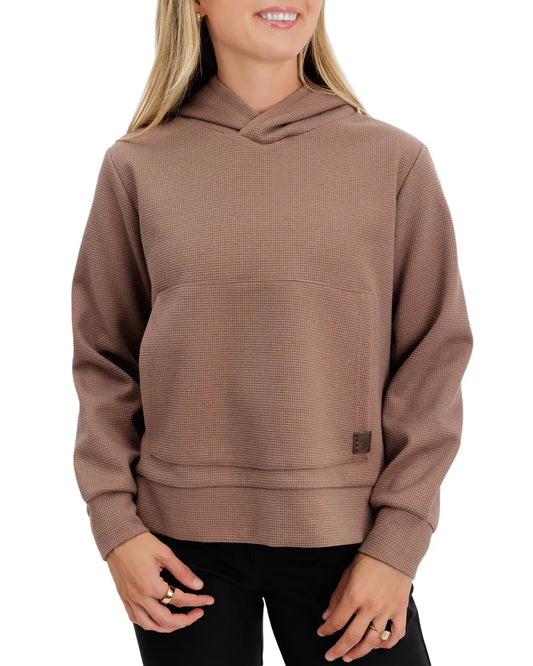 Waggle Women's Lakeside Waffle Knit Hoodie Driftwood