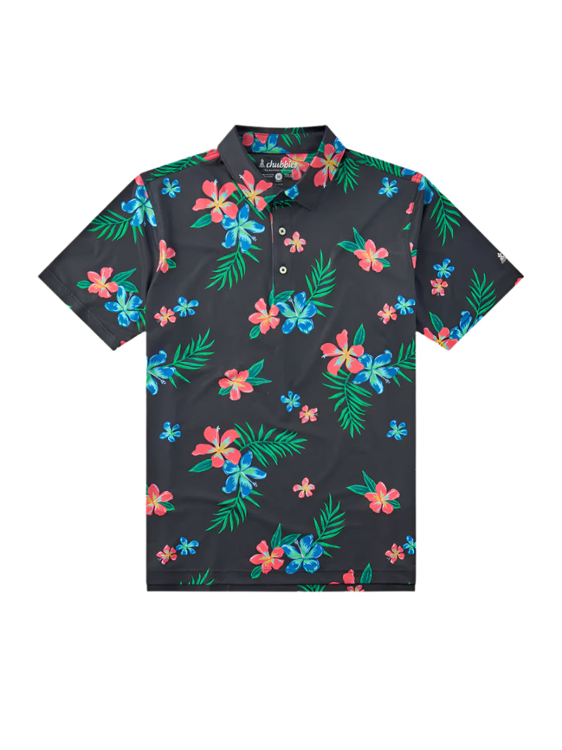 Chubbies Men's The Electric Flowers Performance Polo Black