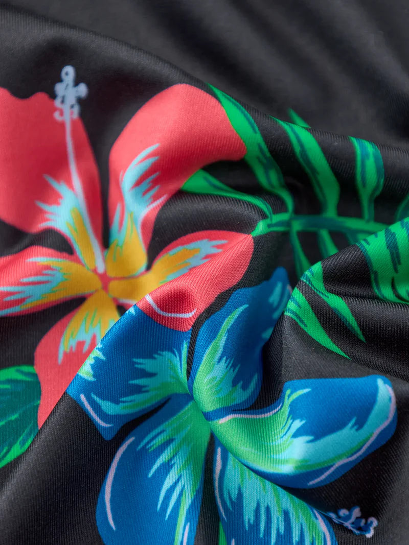 Chubbies Men's The Electric Flowers Performance Polo Black