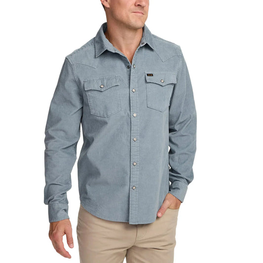 Howler Bros Men's Banning Corduroy Snapshirt Iron Blue