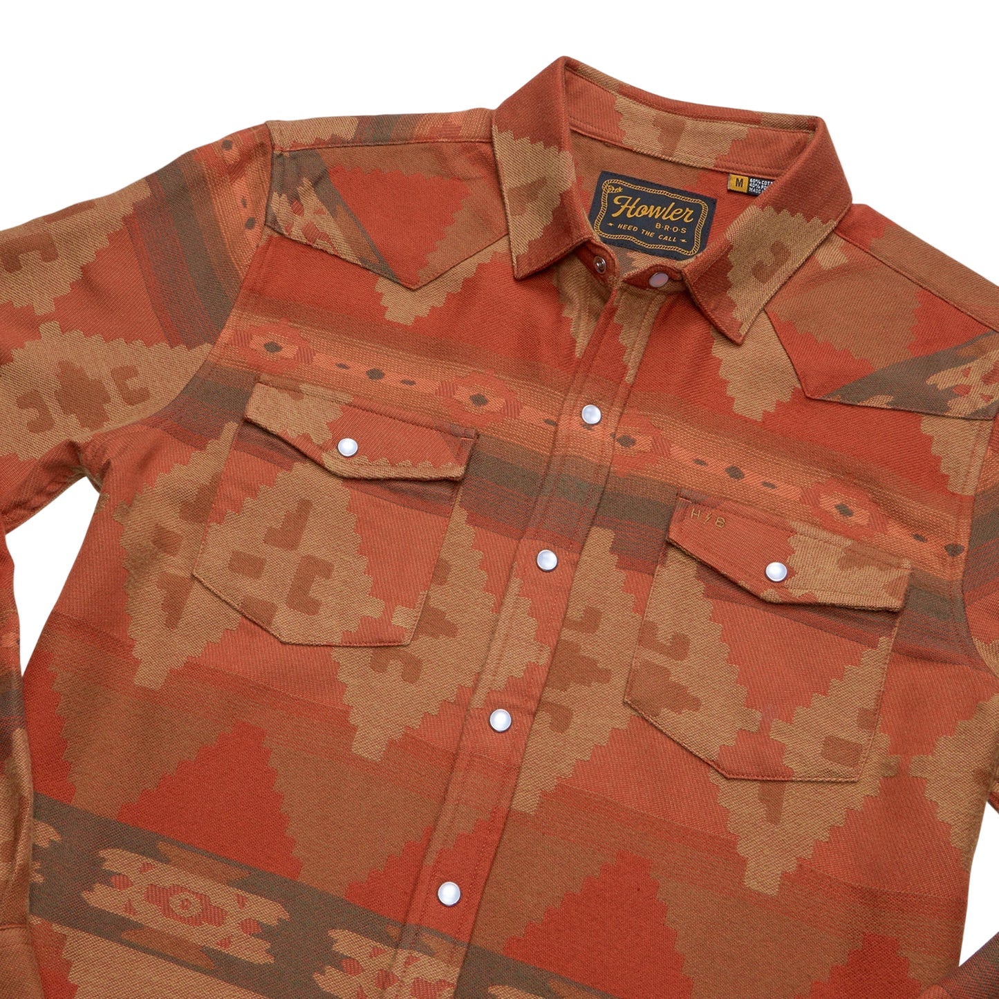 Howler Brothers Men's Sheridan Flannel  Mitla Motifs Terracotta