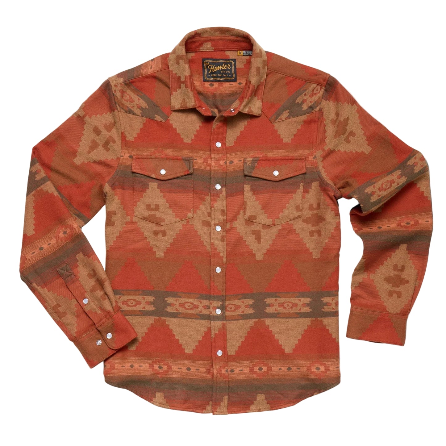 Howler Brothers Men's Sheridan Flannel  Mitla Motifs Terracotta