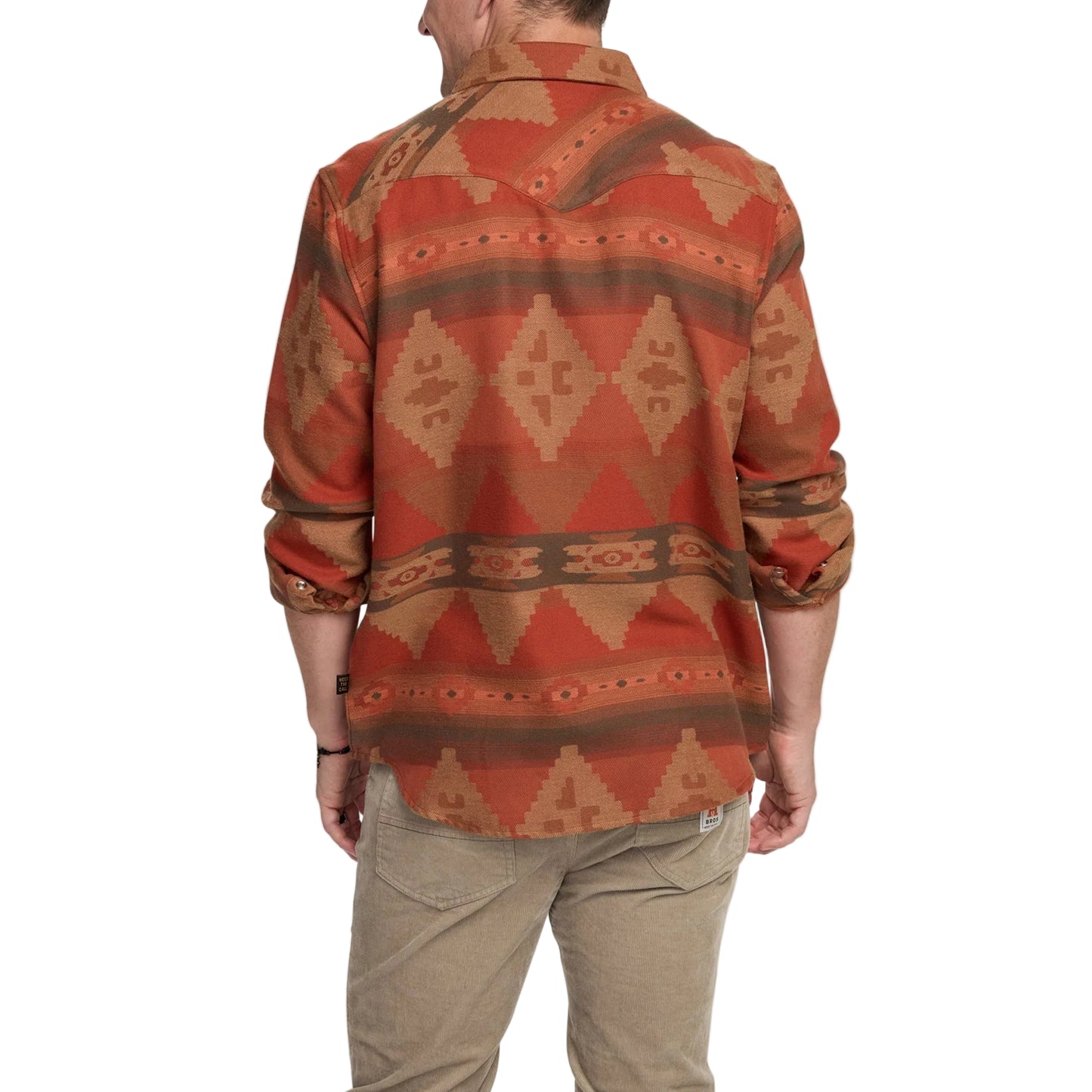 Howler Brothers Men's Sheridan Flannel  Mitla Motifs Terracotta
