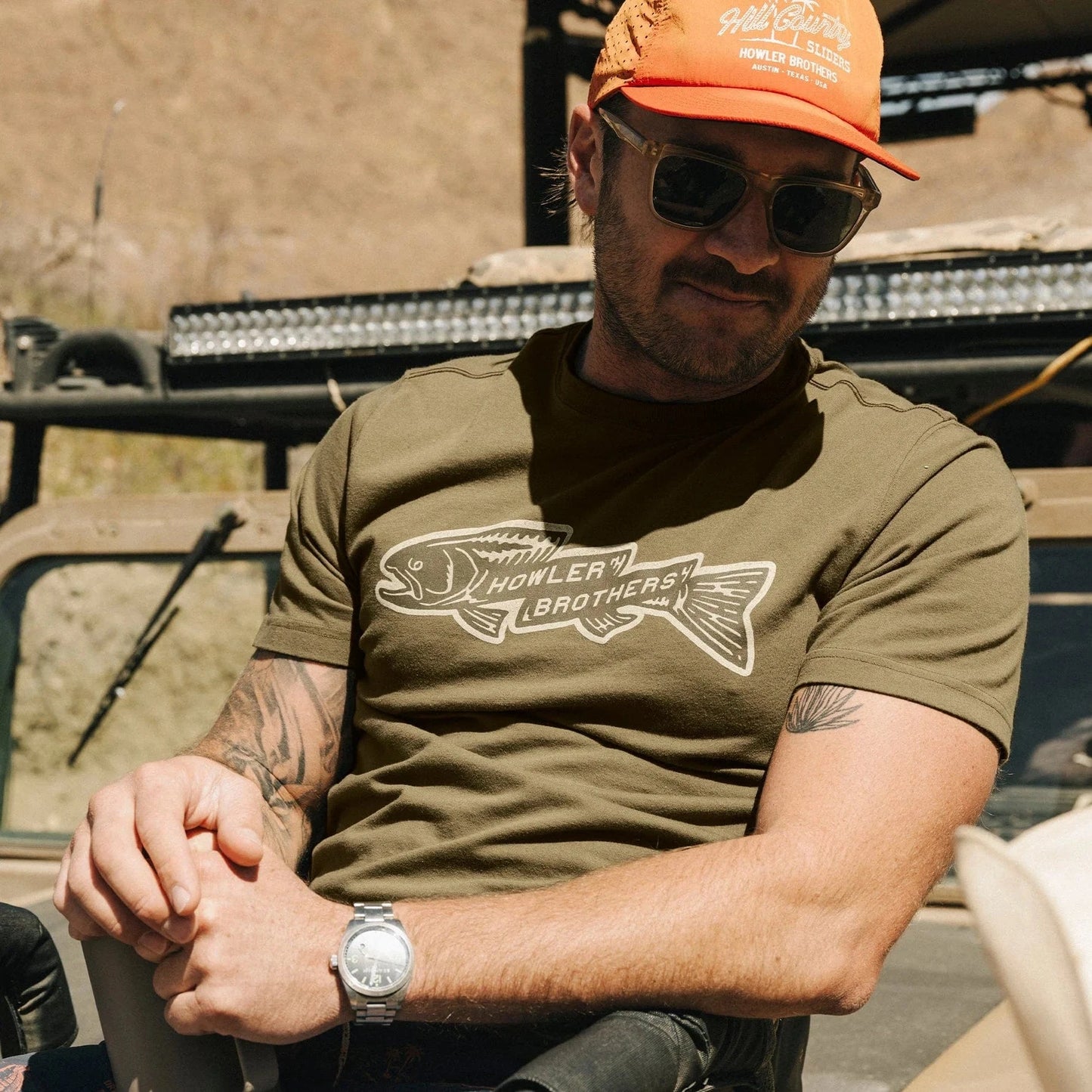 Howler Bros Men's Trout Bolt Tee Shirt Ivy Green - Brekken's