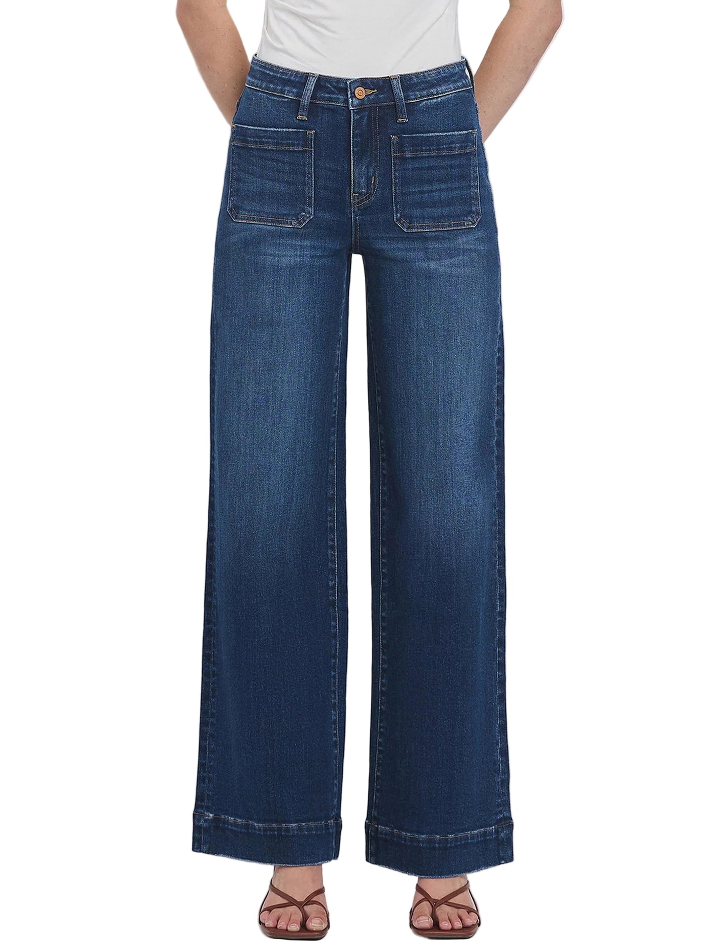 Flying Monkey Women's High Rise Front Patch Pocket Wide Leg Trouser