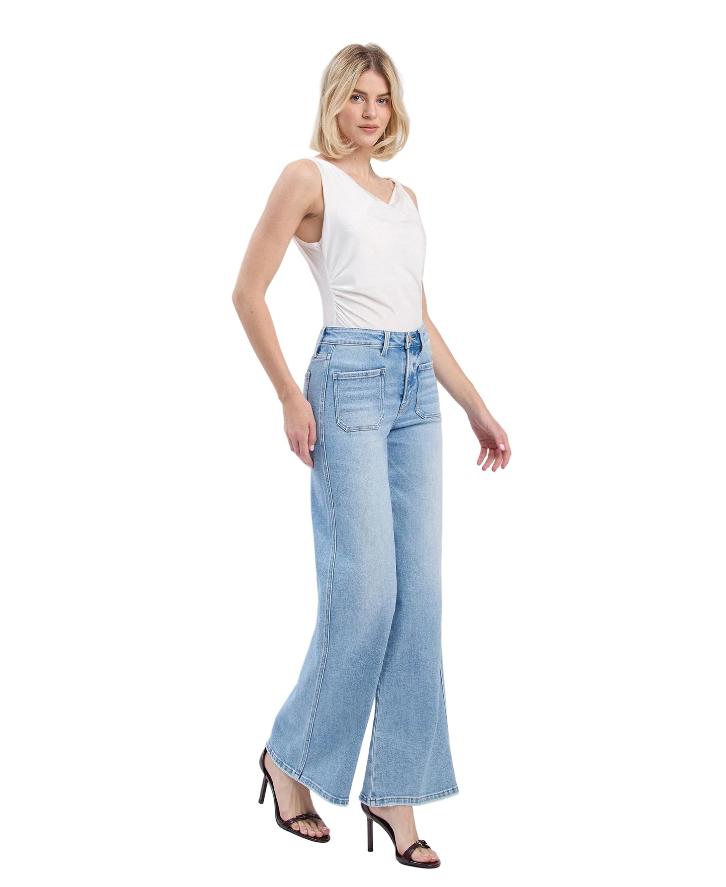 Flying Monkey Women's High Rise Patch Pocket Wide Leg