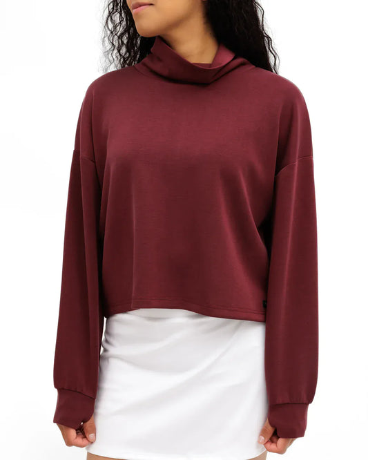 Waggle Women's Funnel Neck Sweatshirt Garnet