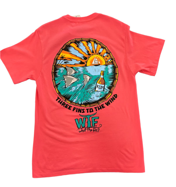 What The Fin Men's 3 Fins Tee Coral