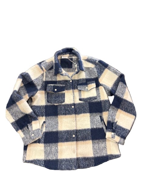 Bluivy Women's Plaid Brushed Shacket Navy